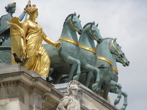cavalli, oro, monumento, statua, angelo, statue, bronzo, ali, quattro