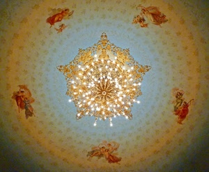 soffitto, lampadario, angeli, luci, affresco, affreschi