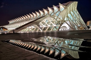 architettura, riflesso, notte, luci, acqua, notturno, riflessi, geometrie