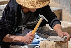cappello, martello, artigiano, legno, paglia, mani, manico, lavoro, pietra, uomo, mano, braccio, nero, scale, tesa, attrezzi, felpa