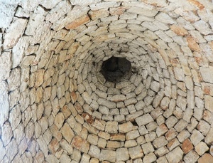 pietre, pietra, buco, prospettiva, foro, sassi, cono, tetto, pozzo, spirale, cerchi, profondo, mattoni, trullo