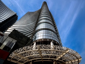 grattacielo, cielo, architettura, finestre, prospettiva, milano, vetro, vetri