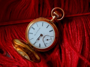 orologio, rosso, lancette, lana, oro, numeri, ore, cipolla, tempo, cerchio, bianco, taschino, quadrante, fili