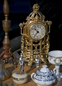 orologio, zuccheriera, lancette, oro, porcellana, numeri, dorato, statuine, tazze, statue, antichità