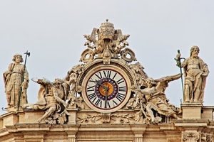 statue, orologio, lancette, tiara, angeli, numeri, ore, marmo