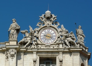 statue, orologio, angeli, lancette, tiara, numeri, ora, cielo