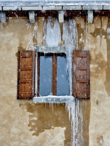 ghiaccio, finestra, inverno, vetri, grondaia, freddo, ghiaccioli, gelo, imposte, vetro, muro, ante
