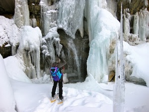 ghiaccio, neve, fotografo, zaino, inverno, uomo, stalattiti, bianco, cascata
