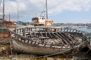 porto, barca, legno, abbandono, barche, mare, nuvole, cielo, ruggine, acqua, rudere, bianco, ruderi, corde, relitto
