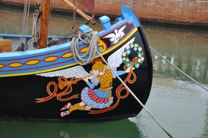 angelo, barca, acqua, ali, colori, tromba, canale, funi