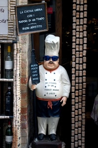 cuoco, occhiali, bottiglie, statua, insegna, bianco, cappello, lavagna, tappi, ristorante