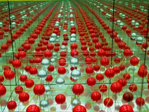 rosso, palle, sfere, file, bianco, argento, giallo, prospettiva, specchi, tanti, riflesso, fili, vetri, linee, riflessi