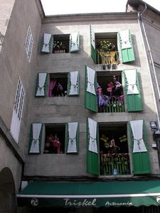 finestre, verde, fiori, balconi, ringhiere, tenda, palazzo, porte, casa, scritta, tende, arco, persiane, grondaia, ante, bianco, tendine