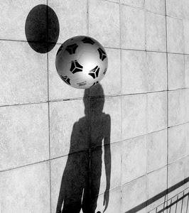 pallone, ombre, bianconero, ombra, palla, muro, quadrati, sfera, parete, mattonelle