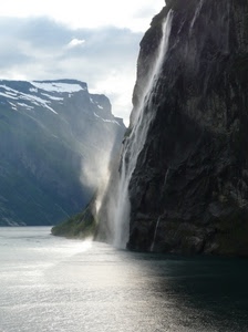 cascata, acqua, montagne, neve, mare, montagna, fiume, nuvole, rocce, lago, roccia, fiordo