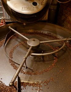 caffè, chicchi, torrefazione, tostatura, macchinario, metallo, tostare, macchina, bracci, cerchi, ferro