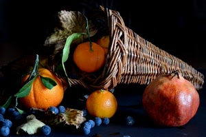 frutta, foglie, melograno, mirtilli, cesto, arancia, cornucopia, cesta, arance, agrumi, mandarini, mandarino