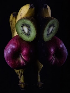 kiwi, frutta, banane, mele, verde, rosso, giallo, nero, cibo, natura, mela, composizione, due, riflesso