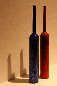 bottiglie, rosso, due, ombre, blu, vetro, ombra
