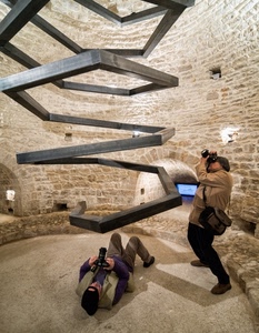 fotografi, scultura, torre, borsa, due, ferro, spirale, arte, interno, sdraiato