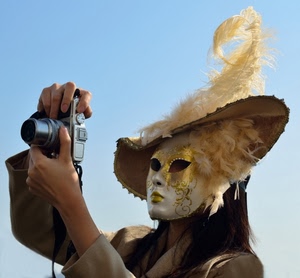 maschera, cappello, carnevale, fotografa, fotografo, piume, fotografia, piuma, fotocamera
