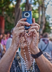 rosario, mani, orologio, anelli, fotocamera, corona, fotografa, croce, fotografi, cellulare