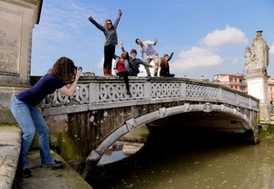 ponte, acqua, fiume, ragazzi, canale, statua, fotografo, posa, fotografa, foto