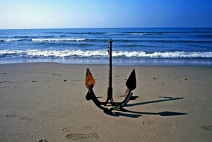 mare, ancora, sabbia, spiaggia, onde, orma, acqua, ombra