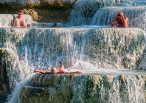 acqua, persone, cascata, cascate, tre, rocce, bagnanti, vasche, terme, bianco