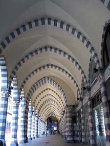 archi, colonne, portico, prospettiva, bianco