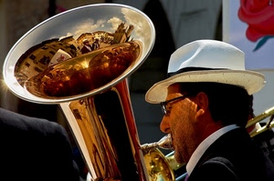 cappello, musicista, trombone, musica, riflesso, ottone, strumento, tromba, uomo, oro, suonare, occhiali, riflessi