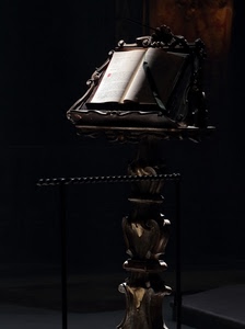 leggio, libro, legno, segnalibro, antico, pagine, nero, messale, colonna, testo, bianco, marrone, luci, scultura, ombre