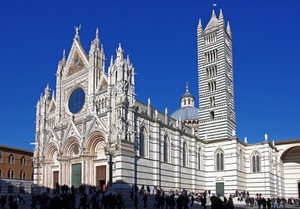 campanile, duomo, chiesa, persone, siena, cielo, gente, righe, cattedrale, facciata