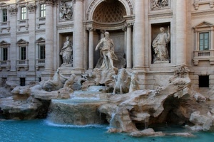 fontana, acqua, statue, roma, trevi, finestre, colonne, marmo, monumento, palazzo, azzurro, sculture, scultura, famosa, cavalli
