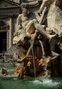 fontana, acqua, statua, marmo, zampilli, roma, scultura, colonne, getto, piede, zampillo, portone, nettuno