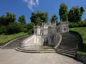 alberi, fontana, scale, verde, ringhiera, parco, scalini, scalinata, gradini, scala, giardino, monumento