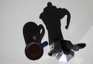 caffettiera, ombre, tazza, tazzina, caffè, manico, ombra, nero, moka, coperchio, blu, pomello, bianco, beccuccio