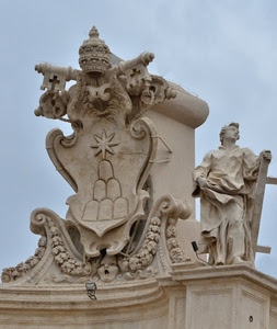 statua, stemma, chiavi, marmo, cielo, tiara, stella, vaticano, scultura, bianco